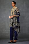 Buy_Namrata Joshipura_Blue Satin Embellished Bead Round Myrrah Paisley Print Asymmetric Kurta Pant Set 