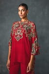 Buy_Namrata Joshipura_Red Georgette Embellished Bead Round Paisley Print High-low Tunic _Online_at_Aza_Fashions