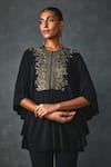 Namrata Joshipura_Black Georgette Embellished Bead Round Lattice Sequin Cluster Tunic _at_Aza_Fashions