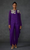 Buy_Namrata Joshipura_Purple Georgette Embellished Bead Round Peizuli High-low Tunic _at_Aza_Fashions