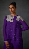 Buy_Namrata Joshipura_Purple Georgette Embellished Bead Round Peizuli High-low Tunic _Online_at_Aza_Fashions