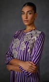 Shop_Namrata Joshipura_Purple Satin Embellished Bead Round Moonwilt Striped Asymmetric Tunic _Online_at_Aza_Fashions