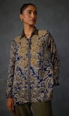 Buy_Namrata Joshipura_Blue Satin Embellished Bead Shirt Collar Myrrah Paisley Printed Tunic _Online_at_Aza_Fashions