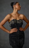 Shop_Namrata Joshipura_Black Jute Crepe Embellished Bead Lattice Applique Corset Top With Flared Pant _Online_at_Aza_Fashions