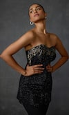 Namrata Joshipura_Black Jute Crepe Embellished Bead Lattice Applique Corset Top With Flared Pant _at_Aza_Fashions