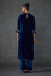 Shop_Namrata Joshipura_Blue Velvet Embellished Jewel Round Kurta With Pant _at_Aza_Fashions