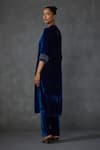 Namrata Joshipura_Blue Velvet Embellished Jewel Round Kurta With Pant _at_Aza_Fashions