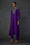 Buy_Namrata Joshipura_Purple Georgette Embellished Bead Round Peizuli Kaftan With Pant _at_Aza_Fashions