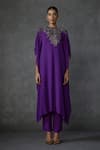 Buy_Namrata Joshipura_Purple Georgette Embellished Bead Round Peizuli Kaftan With Pant _Online_at_Aza_Fashions