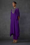 Shop_Namrata Joshipura_Purple Georgette Embellished Bead Round Peizuli Kaftan With Pant _Online_at_Aza_Fashions