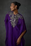 Namrata Joshipura_Purple Georgette Embellished Bead Round Peizuli Kaftan With Pant _at_Aza_Fashions