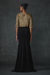 Shop_Namrata Joshipura_Black Jersey Embellished Bead Round Bark Sequin Crop Top With Mermaid Skirt _at_Aza_Fashions