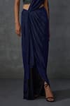 Buy_Namrata Joshipura_Blue Shimmer Jersey Embellished Frindges Grove Pre-draped Saree With Blouse _Online_at_Aza_Fashions