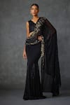 Buy_Namrata Joshipura_Black Jersey Embroidered Sequin Autumn Fern Godet Pre-draped Saree With Blouse _at_Aza_Fashions