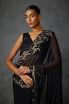 Shop_Namrata Joshipura_Black Jersey Embroidered Sequin Autumn Fern Godet Pre-draped Saree With Blouse _Online_at_Aza_Fashions