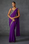 Buy_Namrata Joshipura_Purple Georgette Embroidered Sequin Sweetheart Blossom Pre-draped Saree Set _at_Aza_Fashions