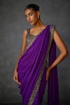 Buy_Namrata Joshipura_Purple Georgette Embroidered Sequin Sweetheart Blossom Pre-draped Saree Set _Online_at_Aza_Fashions