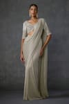 Namrata Joshipura_Silver Shimmer Crepe Embroidered Peizuli Metallic Pre-draped Saree With Blouse _Online_at_Aza_Fashions