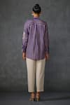 Shop_Namrata Joshipura_Purple Silk Voile Embroidered Stripped Collar Moonwilt Shirt _at_Aza_Fashions