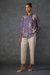 Buy_Namrata Joshipura_Purple Silk Voile Embroidered Stripped Collar Moonwilt Shirt _Online_at_Aza_Fashions