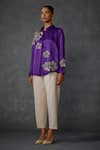 Buy_Namrata Joshipura_Purple Linen Satin Embroidered Beads Collar Moonwilt Shirt _Online_at_Aza_Fashions