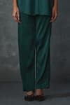 Namrata Joshipura_Green Satin Hand Embellishment Floral Collared Blossom Shirt With Pant _Online_at_Aza_Fashions