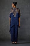 Shop_Namrata Joshipura_Blue Satin Hand Embellishment Paisley Round Tunic With Pant _at_Aza_Fashions