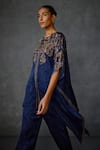 Buy_Namrata Joshipura_Blue Satin Hand Embellishment Paisley Round Tunic With Pant 