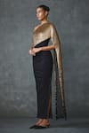 Buy_NAMRATA JOSHIPURA_Black Jersey Hand Embellishment Asymmetric Bark One Attached Draped Gown 