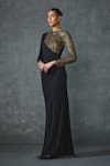 Namrata Joshipura_Black Jersey Hand Embellishment Geometric Round Dazzling Gown _at_Aza_Fashions