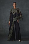 Buy_NAMRATA JOSHIPURA_Black Georgette Hand Embellishment Paisley Round Cape Style Jumpsuit _at_Aza_Fashions