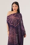 LABEL SHRISTI CHETANI_Purple Natural Crepe Abstract Pattern Asymmetric Top With Flared Pant _Online_at_Aza_Fashions