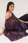 Shop_LABEL SHRISTI CHETANI_Purple Natural Crepe Abstract Pattern Asymmetric Top With Flared Pant _Online_at_Aza_Fashions