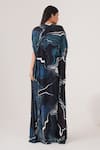 Shop_LABEL SHRISTI CHETANI_Blue Natural Crepe Embellished Bead Wave Abstract Pattern Draped Skirt Set _at_Aza_Fashions