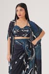 Buy_LABEL SHRISTI CHETANI_Blue Natural Crepe Embellished Bead Wave Abstract Pattern Draped Skirt Set _Online_at_Aza_Fashions