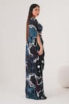 Shop_LABEL SHRISTI CHETANI_Blue Natural Crepe Embellished Bead Wave Abstract Pattern Draped Skirt Set 