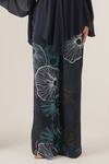 LABEL SHRISTI CHETANI_Blue Natural Crepe Embellished And Printed Abstract V Neck Top & Pant Set _Online_at_Aza_Fashions