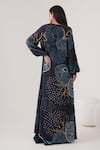 Shop_LABEL SHRISTI CHETANI_Blue Natural Crepe Print Abstract Cape Front Open And Kalidar Pant Set _at_Aza_Fashions