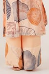 Shop_LABEL SHRISTI CHETANI_Peach Natural Crepe Print Abstract V Neck Kurta Pant Set _Online_at_Aza_Fashions