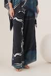 Shop_LABEL SHRISTI CHETANI_Blue Natural Crepe Print Abstract Swirl Collared Neck Top With Pant _Online_at_Aza_Fashions