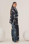 LABEL SHRISTI CHETANI_Blue Natural Crepe Print Abstract Swirl Collared Neck Top With Pant _at_Aza_Fashions