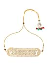 Shop_MAISARA JEWELRY_Gold Plated Pearl Mayura Jaal Jadau And Embellished Choker _at_Aza_Fashions