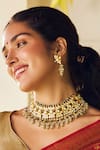 Buy_MAISARA JEWELRY_Gold Plated Pearl Mohini And Natural Stone Embellished Necklace Set _at_Aza_Fashions