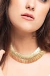 Shop_SUHANI PITTIE_Gold Plated Coin Embossed Overlay Kanti Necklace _at_Aza_Fashions