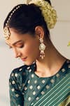 Buy_MAISARA JEWELRY_Green Pearl Ishya Kundan Floral Embellished Earrings _Online_at_Aza_Fashions