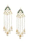 Buy_MAISARA JEWELRY_Green Pearl Anjushree Jhalar Embellished Earrings _at_Aza_Fashions