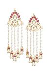 Buy_MAISARA JEWELRY_Red Pearl Anjushree Jaal Embellished Earrings _at_Aza_Fashions