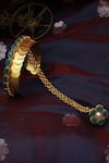 Buy_Suhani Pittie_Green Crystals, Chains Floral Carved Haathphool _at_Aza_Fashions