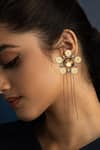 Shop_SUHANI PITTIE_Gold Plated Coin Floral Carved Studs _at_Aza_Fashions