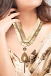 Shop_SUHANI PITTIE_Gold Plated Coin Embossed Overlay Necklace _at_Aza_Fashions